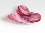 Cranberry Pink & White Streaky Heart Dish
